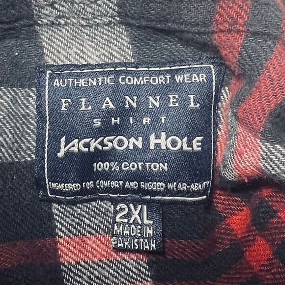 Jackson Hole size XL plaid flannel button down shirt red black white - Picture 5 of 6